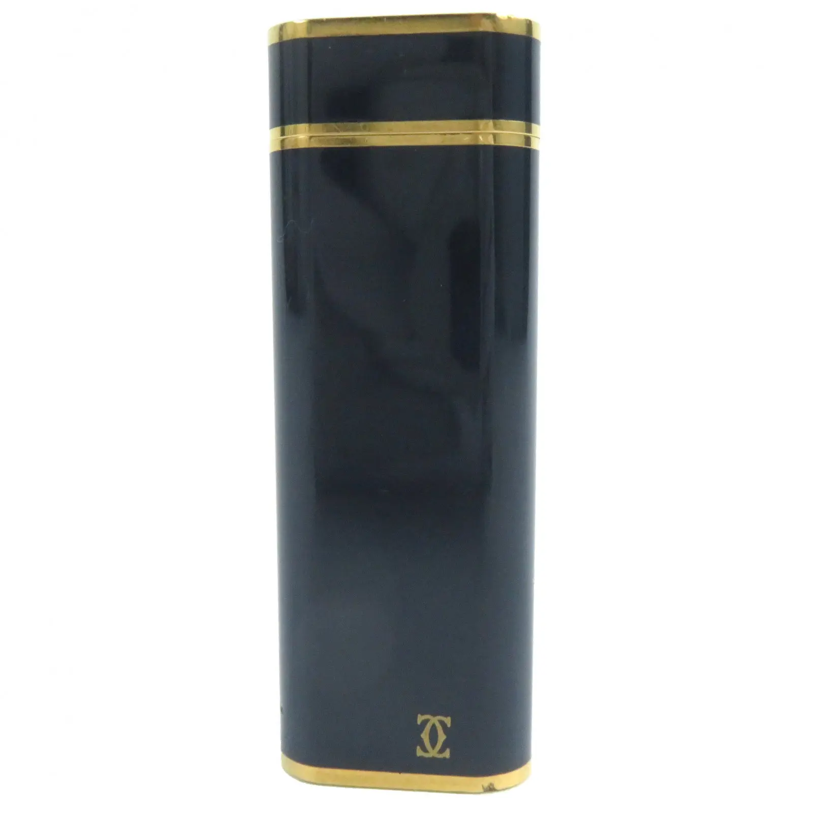 Pre-owned Cartier Others Small Leather Goods Lacquer Oval Logo Gaslighter Navy Gold