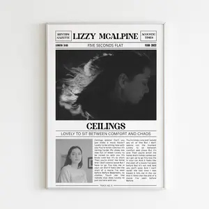 Lizzy McAlpine Retro Newspaper Print / Ceilings Poster No Frame / Lyrics Print / Five Seconds Flat Poster / Music Gift / Fans Gift