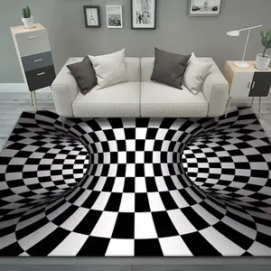 Optical Illusion 2D Vortex Checkerboard Flannel Area Rug - Oversized Soft Plush Mat for Living Room & Bedroom, Non-Slip Thick Modern Art Pattern Home Decor for Contemporary Enthusiasts #OpticalIllusionRug #CheckerboardCarpet #ModernArtDecor #FlannelMat