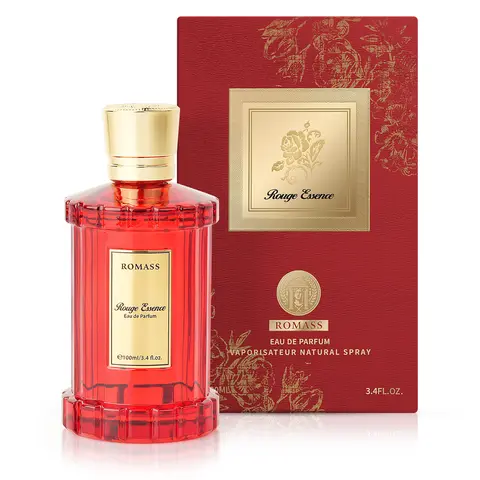 ROMASS Rouge Essence Eau de Parfum 100ml / 3.4 fl oz, Saffron Amber Woody Unisex Perfume with Almond Notes, Warm Gift Fragrance