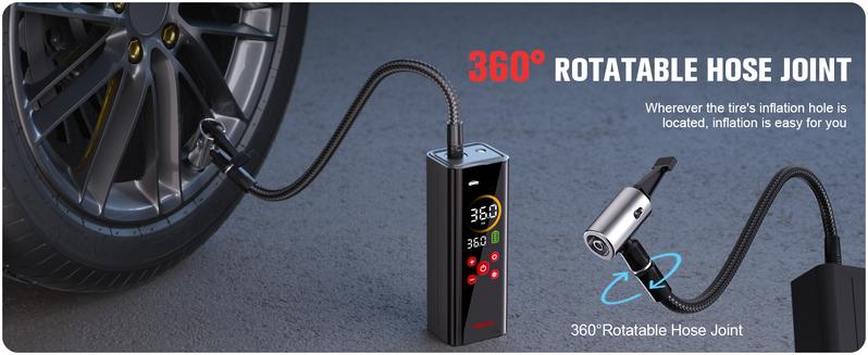 GOOLOO AP150 PRO Portable air compressor-150PSI High-Pressure with Colar Led Screen, Car accessories for Vehicle,Motorcycles,Bicycles,Balls,Cordless Tire Inflator, Springtok