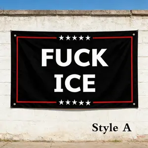 Anti-ICE, Flag Banner Protest, Fu*k ICE