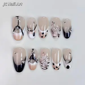 T62 Nail Wear - Handmade Mardalistic Artistic 3D Engraved Brown Original Short Leather Crocodile Skin Nail Design handmade fall nail art set