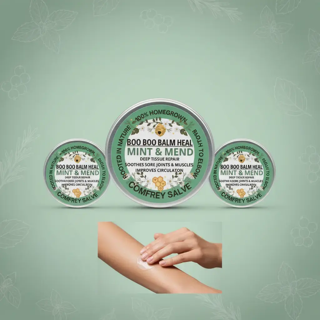 Boo Boo Balm Healing Mint & Mend Cannister - Raw Honey & Plant-Infused Body Care for Muscle Relief, Calming, Soothing, Hydration & Restoration