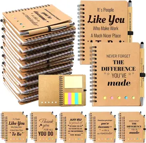 60 count Employee Appreciation Gifts Bulk - 30 Sets of Inspirational Spiral Notebooks with Motivational Pens, Thank You Gifts for Staff, Coworkers,Teacher, Housekeeping, Team, Nurse, Office & School