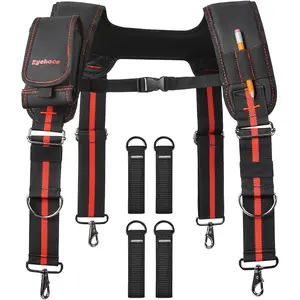 Heavy Duty Tool Belt Suspenders – Adjustable X-Back Padded Shoulder Harness with Universal Hooks – Tactical Work Suspenders for Electricians, Carpenters, Construction