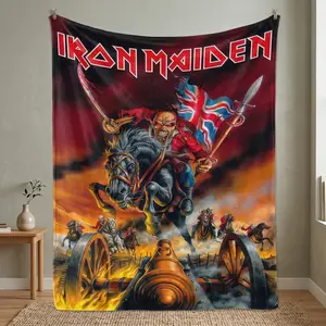 Iron Maiden Blanket Soft Plush Fleece Throw for Couch Bed Sofa Gaming Room Cozy Warm Lightweight Heavy Metal Music Blanket Bedroom Decor Gift for Rock Band Fans and Collectors