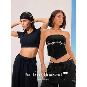 GLOWMODE Ready To Glow High Shine Ribbed Tube Top Bandana Scarf Dancing Travel Vacation Daily Active Wear