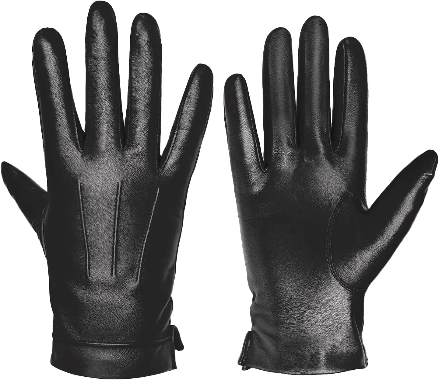 Male Real Leather Gloves, Genuine Sheepskin with Cashmere Lining, Warm Touchscreen Texting Gloves for Daily Wear, SM052US, Casual