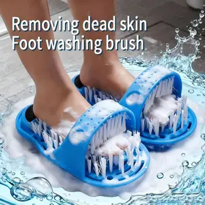 2 Pieces Foot Scrubber Brush Set, Foot Exfoliating Massage Cream, Shower Floor Dead Skin Remover with Suction Cups, Foot Care Tools Exfoliate Smooth Cleansing