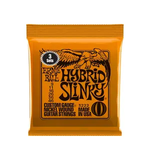 Ernie Ball Hybrid Slinky Nickel Wound Electric Guitar Strings 3 Pack - 9-46