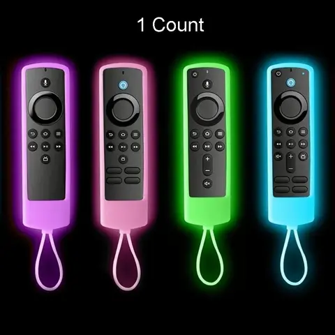 Glow in The Dark Silicone Remote Control Case with Lanyard, 1 Count Dustproof Design Remote Control Cover, Remote Control Protector for Fire TV Stick 4K Lite Cube, Visibility