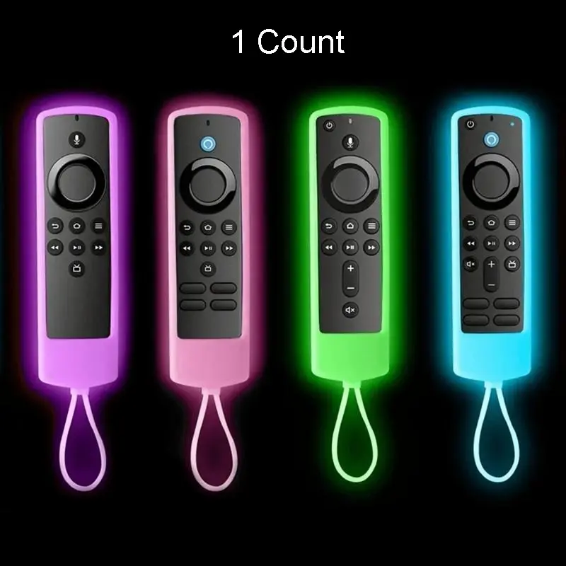 Glow in The Dark Silicone Remote Control Case with Lanyard, 1 Count Dustproof Design Remote Control Cover, Remote Control Protector for Fire TV Stick 4K Lite Cube, Visibility