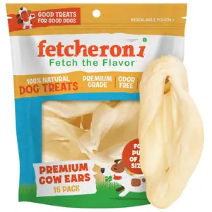 Natural Cows Ears for Dogs - Thick Cut Fetcheroni Large Dog Cow Ears, Single Ingredient Unbleached Cow Treats, No Odor, Suitable for All Breeds and Dog Sizes healthy  pet  treats