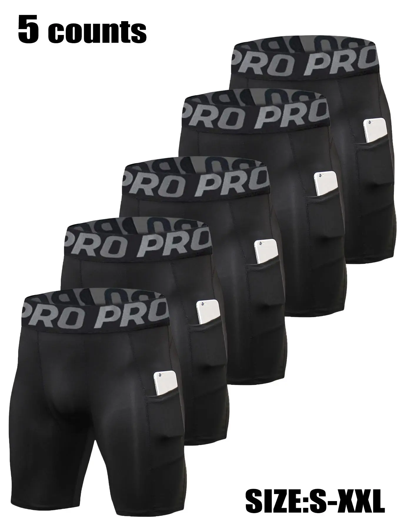 Men's Letter Tape Pocket Shapewear Shorts, High Stretch Shaper, Breathable Comfortable Men's Shapewear for Daily Wear