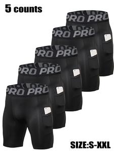 men's letter tape pocket shapewear shorts, high stretch shaper, breathable comfortable men's shapewear for daily wear, gym wear, underwear pack,  men's underwear