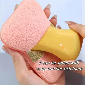 [Soap Holder + Sponge] Elastic Soap Holder + Loofah Bath Sponge Non-Slip Exfoliating Storage Rack，Universal Standard Soap Bar Wet Area Hygiene Storage Solution, Sponges For Body/Shower, Exfoliating Glove, Bathroom Accessory