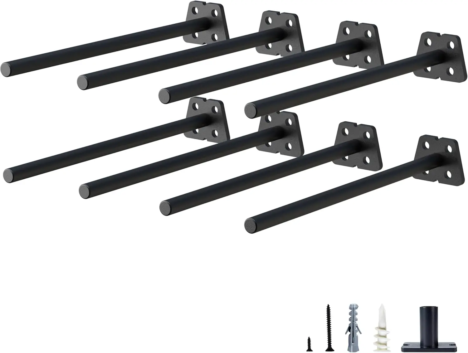 8-Pack 8 Inch  Floating Shelf Bracket, Heavy Duty Blind Shelf Support Hardware | Invisible Wall Brackets for Kitchen, Fireplace Mantel  Shelves | Black  Coated Solid Steel