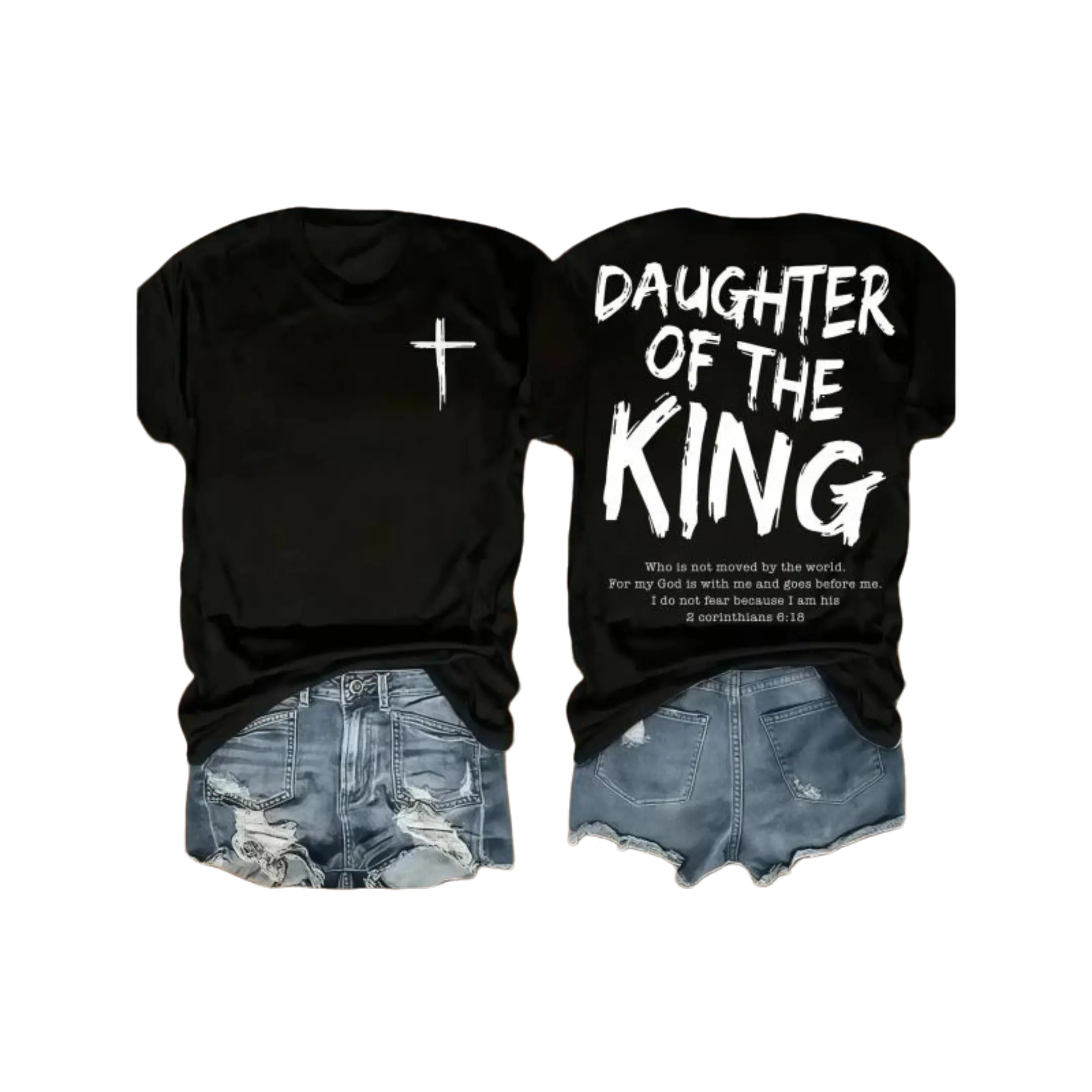 Women's King Jesus Graphic T-Shirt, Casual Christian Clothing in Soft 180g Cotton, Relaxed Cut Streetwear with Double-Sided Print, Women's Clothes, T Shirts Women