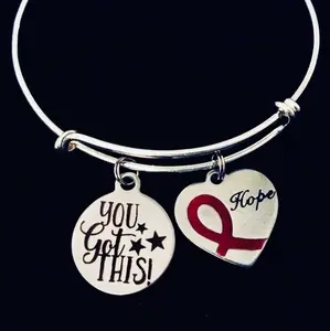 You Got This Hope Red Awareness Ribbon Jewelry Adjustable Bracelet Charm Bracelet Heart Disease Expandable Charm Bangle Bracelet Survivor Gift