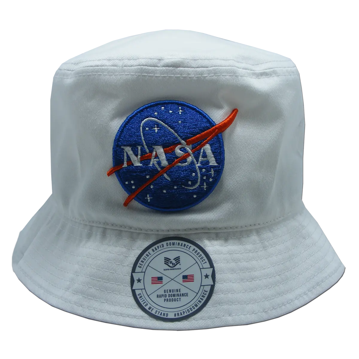 212 MAIN Officially Licensed NASA Logo Embroidered Cotton Dog Bucket Hat - Curved Visor, High Crown, Relaxed Fit, Casual, Small/Medium, Large, Extra Large, White (NAS12-MB-WHT-06)
