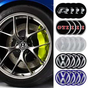 56/60/63/65/68mm 4pcs Car Wheel Center Hub Cap Badge Logo Sticker, Car Decals for Volkswagen VW Caddy Scirocco Beetle CC Touareg Tiguan Touran T-ROC Golf 4 5 6 7 T4 T5 Sharan Passat B5 B6 B7 VIII Polo R Line 4 Motion TSI Jetta TDI R32 MK4 GTI