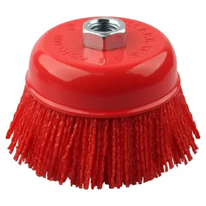 3" Nylon Cup Brush with Mild Abrasive, Wire Cup Brush 4 1/2 Angle Grinder with 5/8 Inch-11 Threaded Arbor, Quickly Remove Rust, Paint - Surface Prepping for Truck Bed Liner Scuffing