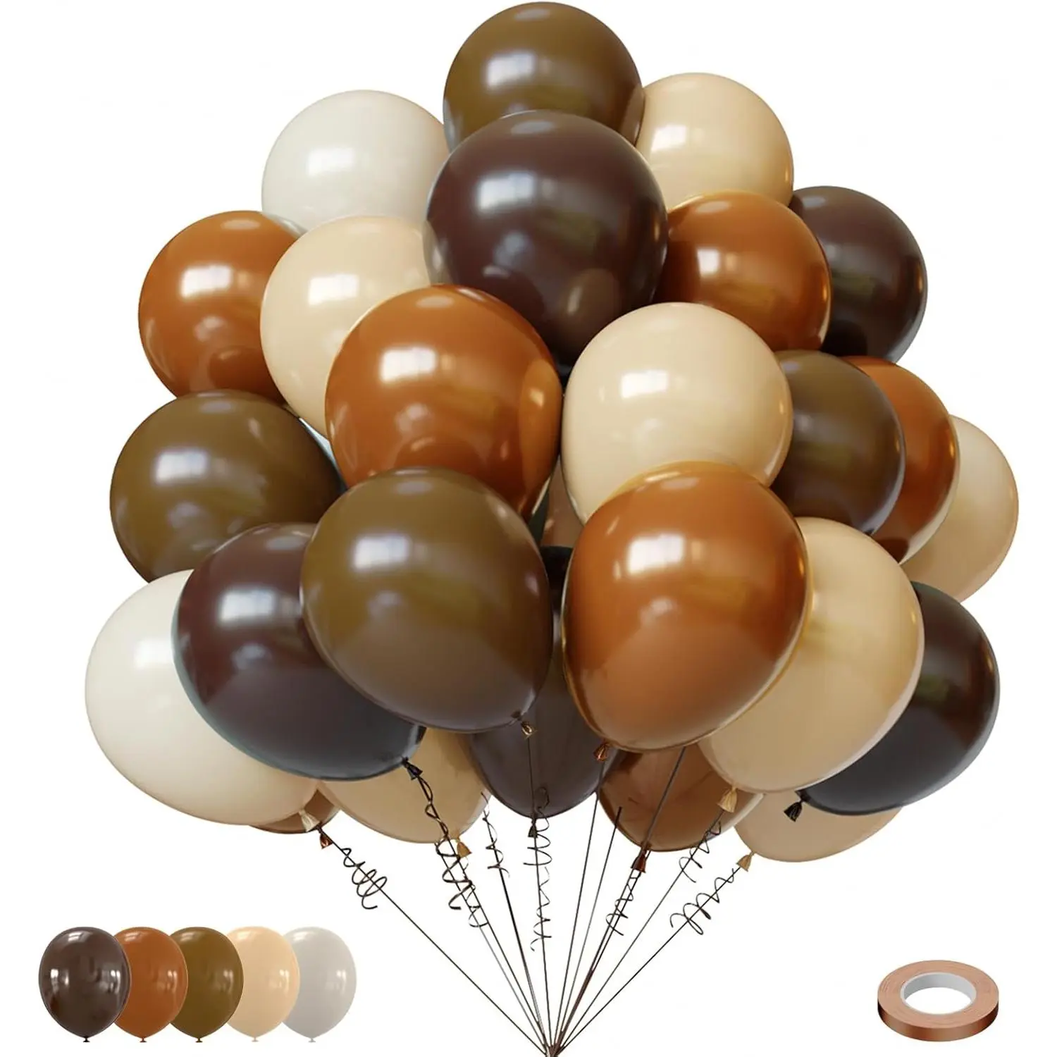 Brown Balloons, 65 count Retro Brown and Sand White Balloons, 12Inch Tan Cocoa Coffee Beige Nude Latex Neutral Balloon forBirthday, Neutral Brida,Graduation Party Decorations