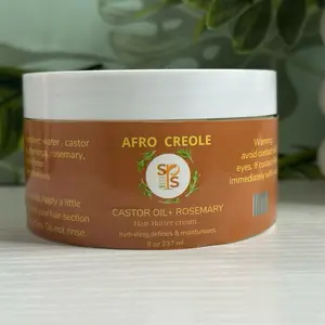 Afro Creole Castor Oil + Rosemary Butter Cream 8 oz for Hydrating & Moisturizing hair  - Moisturizers