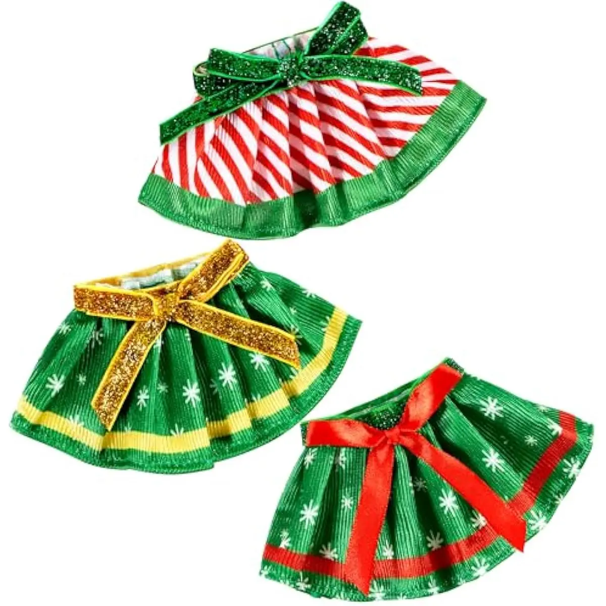 3 Pcs Christmas Skirts for Doll, Xmas Green Santa Clothing Dance Dress Accessories Set for Christmas Decorations and Specials