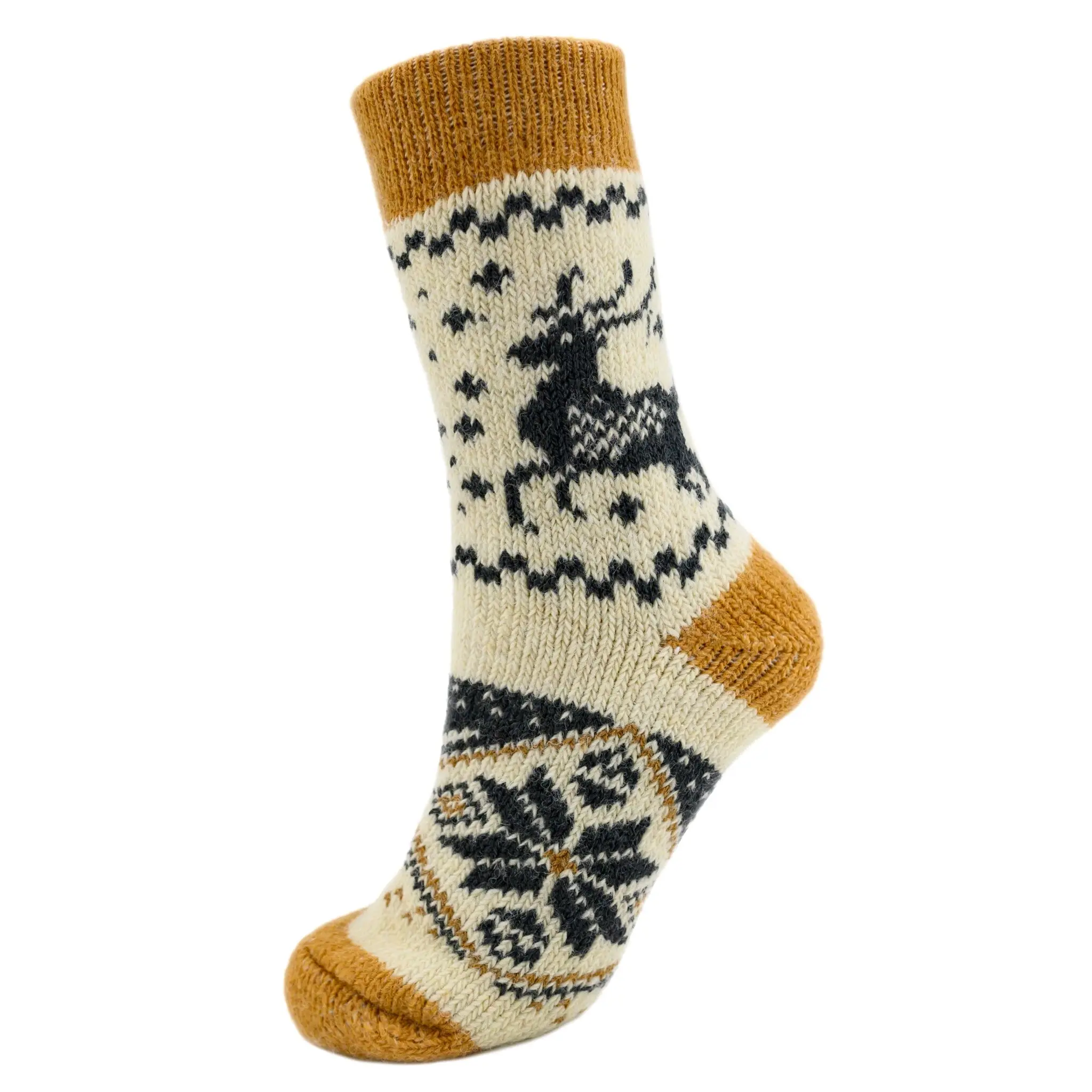 Nordic Snowflake Extra Warm Angora Wool – Scandinavian Pattern Knit Socks (Polana)