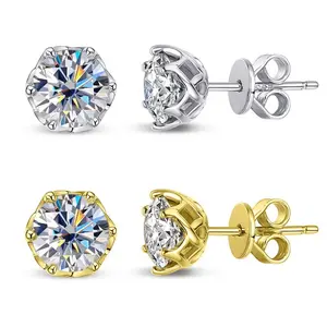 [S925 Silver] Men's 7mm Crown Stud Earrings | Icy Round Cut Cubic Zirconia Studs | Hypoallergenic Piercing Jewelry for Sensitive Ears | Waterproof & Non-Tarnish Unisex Earrings | 2026 Trend Jewelry for Him rings Gift Set aretes elegantes daily wear