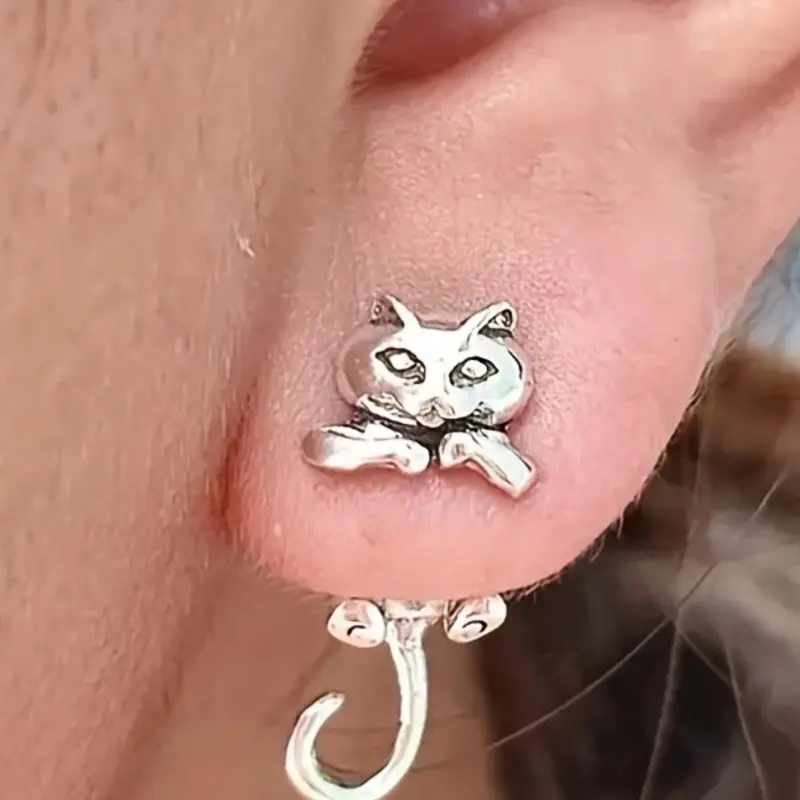Cute Cat Design Ear Jacket, Fashionable Ear Jewelry for Women & Girls for Party, Daily Clothing Decor, Trendy All-match & Exquisite Jewelry As Gift, Fashionable Jewelry Accessories