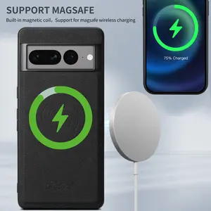 SUTENI Luxury Faux Leather Phone Case Magnet Wireless Charging Frosted Feel For Google Pixel 10ProXL 9 8A 7 6 For Unisex Relatives Friends and Elders Holiday Gift