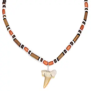 Beaded Shark - Fossil Shark Tooth Necklace