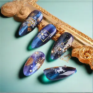 Two-color Golden Laser Snowflake Thin Stickers Nails