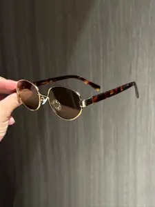 Vintage Oval Frame Sunglasses, Trendy Casual Sunglasses for Women, Fashion Accessories for Everyday Use and Outdoor Activities, Classic Sunglasses