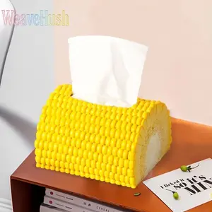 Cute Corn Shaped Tissue Box Holder, Light Luxury Multi-Functional Decorative Ornament for Living Room, Entryway & Bedroom, Adorable Cartoon Pumping Carton with Stylish Texture, Lovely Home Decor Accessory for Tabletop, Nightstand & Daily Household Use