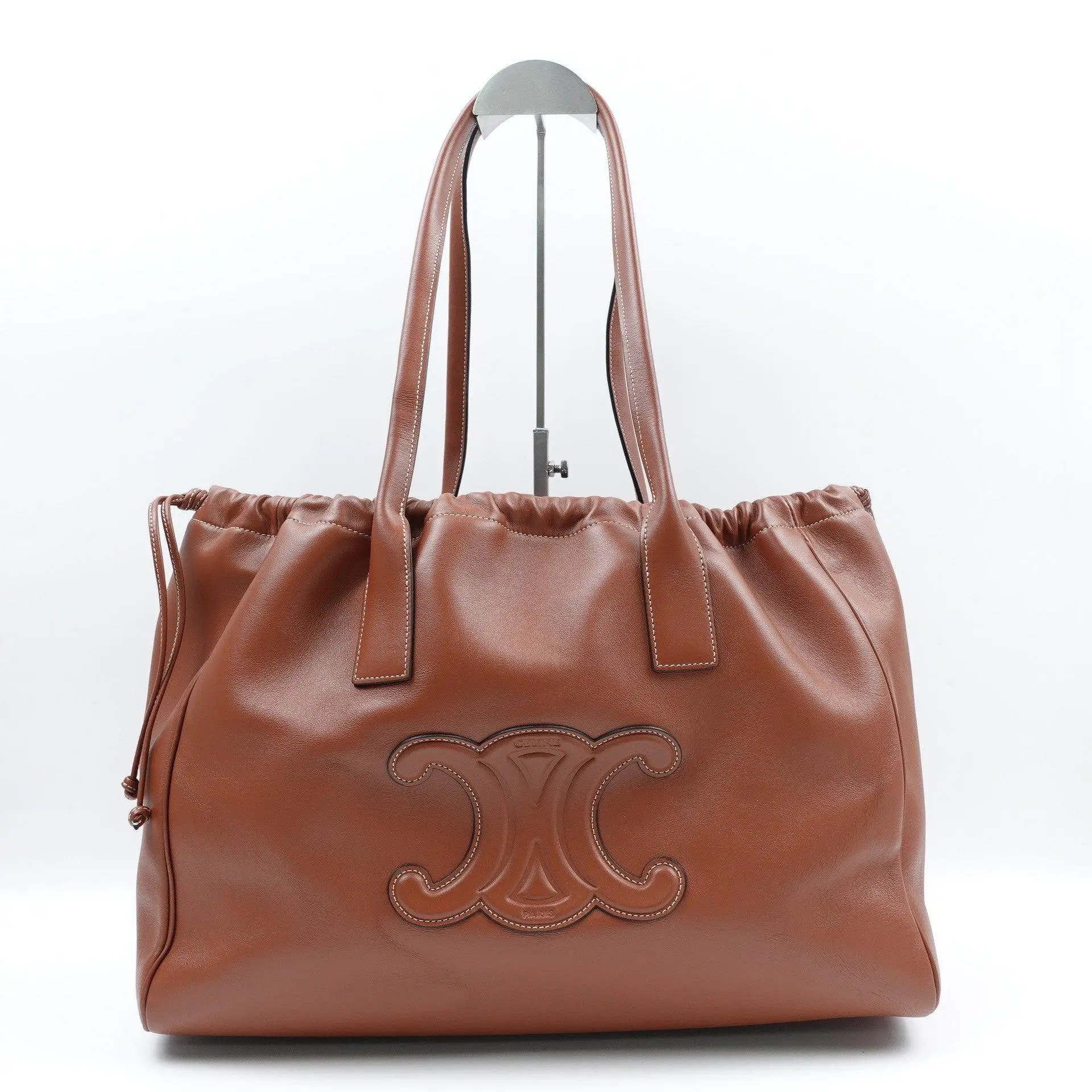 Pre-owned Celine Smooth calfskin Tote Bag Large Brown Calfskin Leather Drawstring T10420099