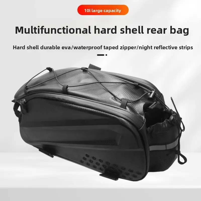 Waterproof Hard Shell Bicycle Bag, Rear Rack Pack with Reflective Strips for Mountain Bikes, Durable Cycling Accessory, Ideal for Outdoor Adventures, Bicycle Accessories