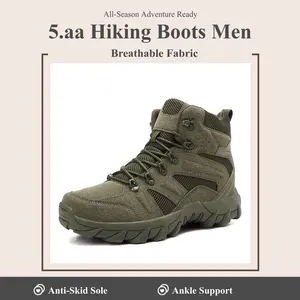 5.AA Men's All-Season High-Top Wide-Fit Outdoor Boots, Lightweight Breathable and Non-Slip Hiking Shoes, Hiking Boots, Desert Boots Work Boots, Suitable for Jungle Exploration, Rock Climbing, Daily Wear, Camping, Travel, and Various Activities outdoorfun