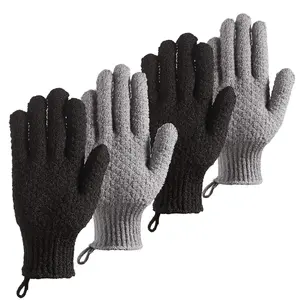Bath Exfoliating Gloves - 4 Pcs Lengthened and Large Scrubbing Gloves for Shower, Spa, Massage - Scrub Mitts for Body, Face, Hand and Foot