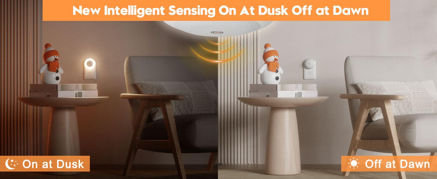 LED Night Lights Plug into Wall, Nightlight with Light Sensors for Bedroom, Bathroom Stair Lights, Hallway Light