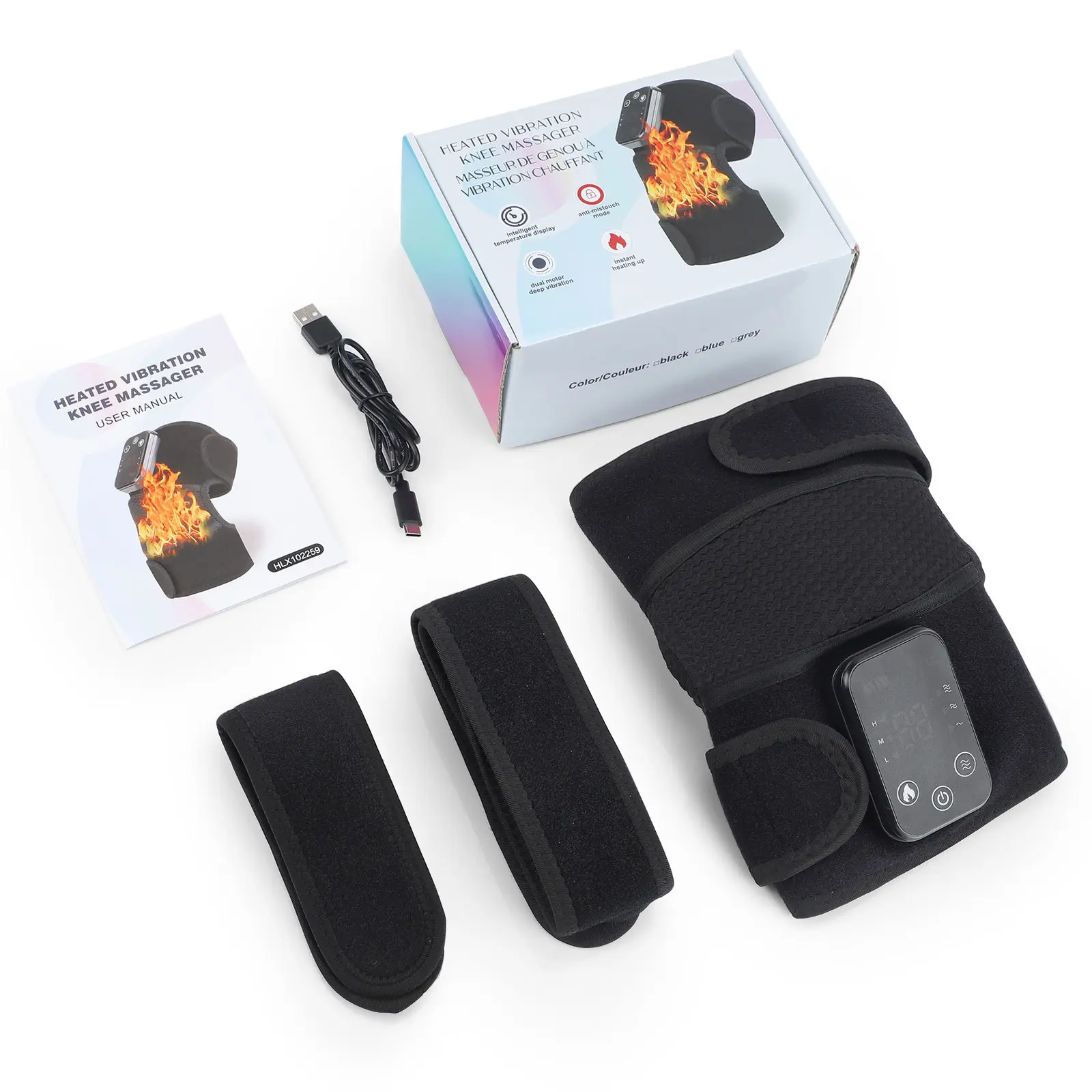 Button vibration heated knee pads