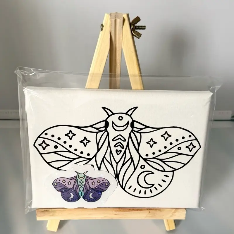 Mini 5x7 Moth Pre Printed Paint Canvas for DIY Art Projects and Home Decor