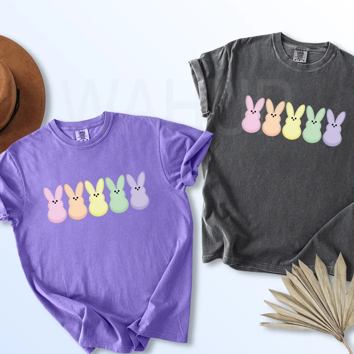 Comfort Colors Women's Cotton Short-Sleeve Graphic Fabric T-Shirt 1717 - Peep My Easter Bunny, Egg Hunt, Pastel Rainbow, Casual Everyday Easter Tee
