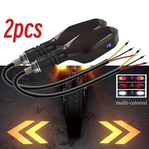 2pcs Motorcycle LED Turn Signal Lights, Colorful Running Light Sequential Flowing Universal Flash Indicator Lamps for Motorcycles