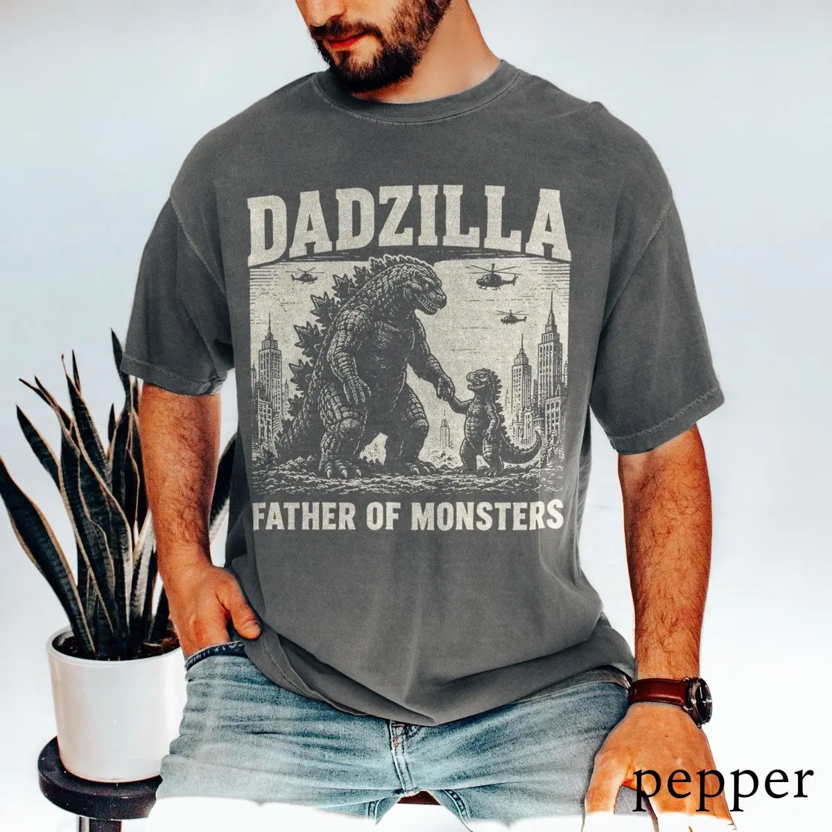 Comfort Colors Dadzilla Shirt, Father Of Monsters Shirt, Kaiju Dad Graphic Tee, Gift For Father Day, Unisex Garment-Dyed Tee, Crewneck Top