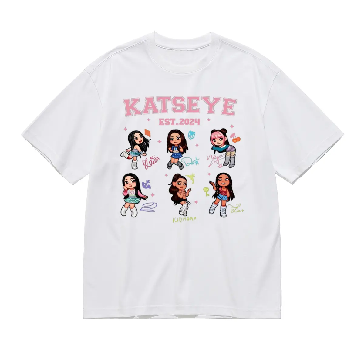 Katseye Graphic Women T-Shirt, Psychedelic Aesthetic Y2K Punk Hip Hop Korean Trendy Streetwear Short Sleeve Tops