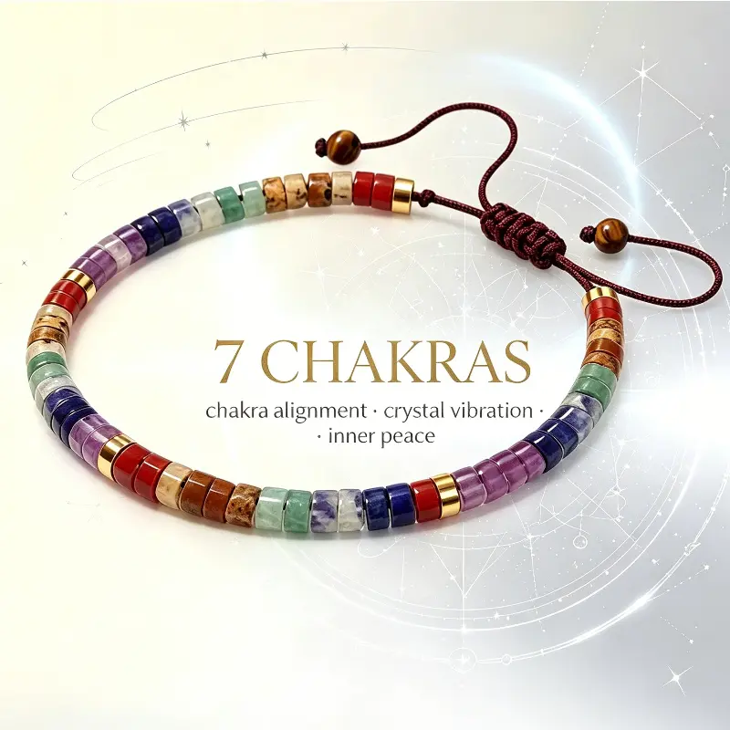 7 Chakra Healing Bracelet, Balancing Crystal for Energy Alignment and Inner Peace, Yoga Meditation Daily Wear Gift, 8mm Adjustable Unisex